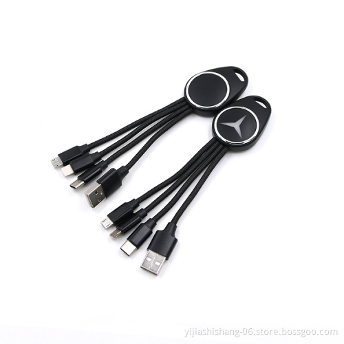 Yijiashishang 3 in 1 Charging Cable LED light up logo usb cable for Android Micro USB,iPhone and Type C Mobile Phone accessories